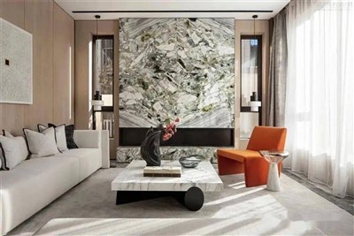 大理石の床タイルのリビング ルーム